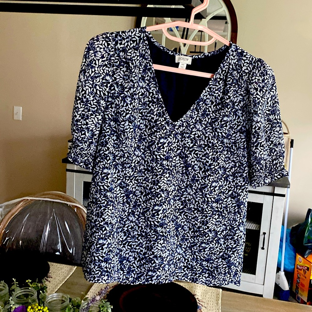 J. Crew Black Short Sleeve Blouse